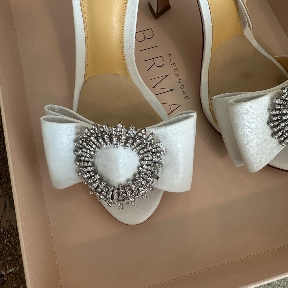 Alexandre Birman Maddie Leather Ankle Strap White Wedding Heels 36 IT/ 5.5 6 - Picture 12 of 15